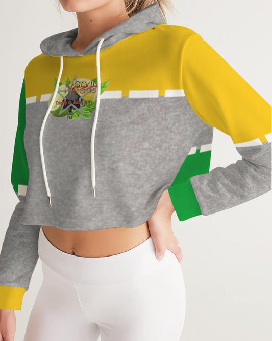 Lemon Lime Green Bay cool grey by Marvin Jeans and Trinity D Marvin Women's Cropped Hoodie