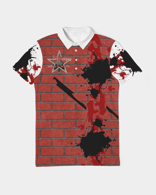 Brick city red awesome print Men's Slim Fit Short Sleeve Polo