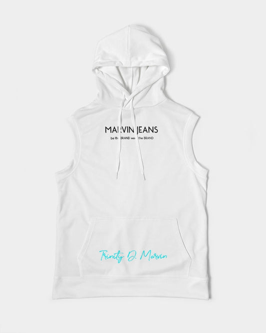All white BY MARVIN JEANS Men's Premium Heavyweight Sleeveless Hoodie