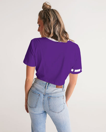 Purple BY MARVIN JEANS Women's Twist-Front Cropped Tee