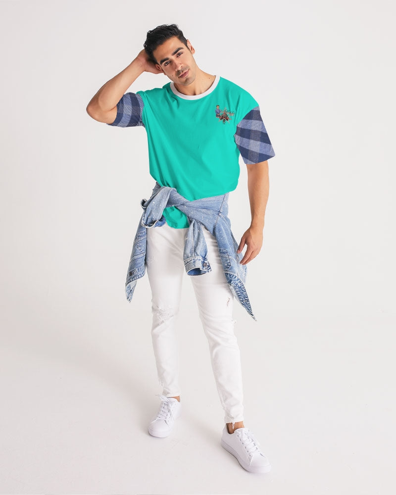 Blue stripes dark mint mint mix by Marvin Jeans and Trinity D Marvin Men's Premium Heavyweight Tee