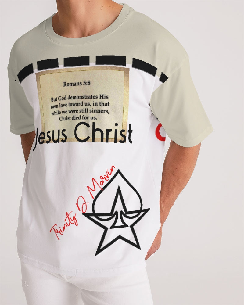 Gospel message Roman's 5:8 Men's Premium Heavyweight Tee