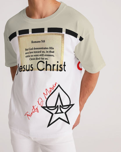Gospel message Roman's 5:8 Men's Premium Heavyweight Tee