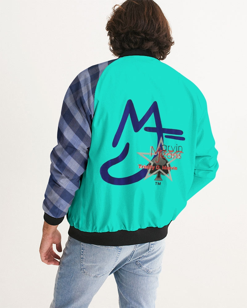 Dark mint blue stripe sleeve by Marvin Jeans and Trinity D Marvin Men's Bomber Jacket