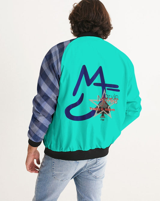 Dark mint blue stripe sleeve by Marvin Jeans and Trinity D Marvin Men's Bomber Jacket