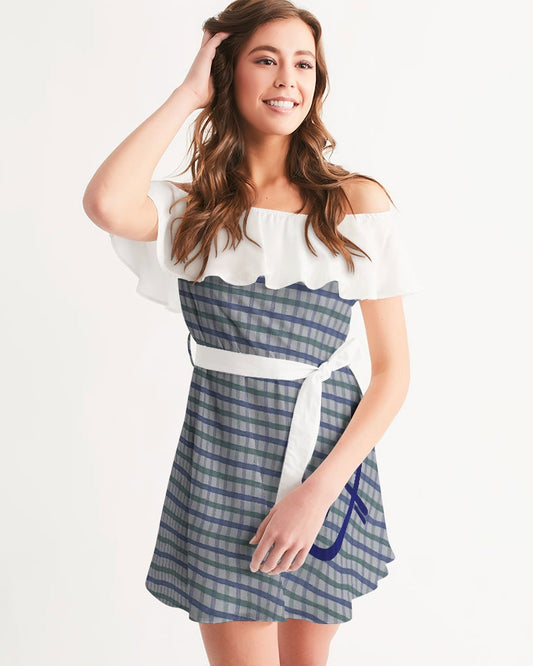 Grid mix by Trinity D. Marvin and Marvin Jeans Women's Off-Shoulder Dress