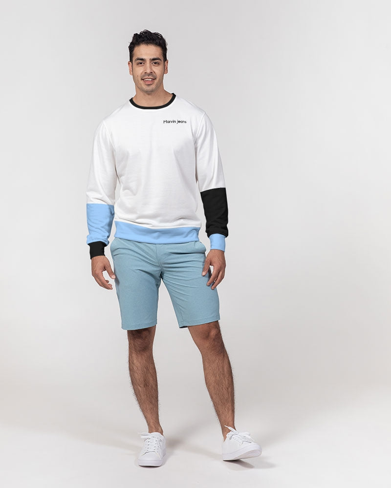 Baby blue by Marvin Jeans Men's Classic French Terry Crewneck Pullover