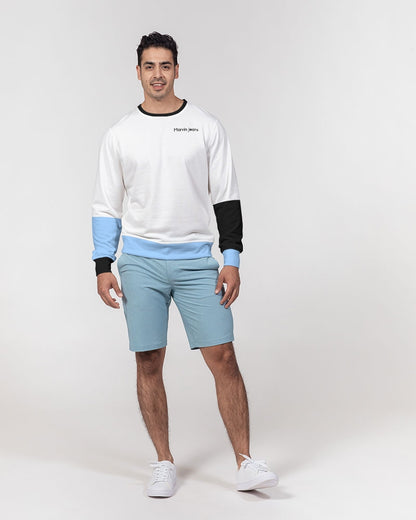 Baby blue by Marvin Jeans Men's Classic French Terry Crewneck Pullover
