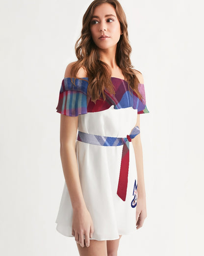Plaids by Marvin Jeans and Trinity D Marvin Women's Off-Shoulder Dress