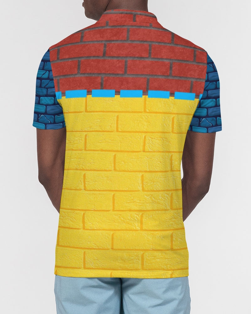 Brick city mix red, yellow , blue by Marvin Jeans and Trinity D Marvin Men's Slim Fit Short Sleeve Polo
