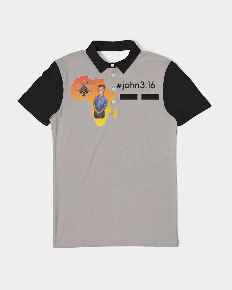 #John 3:16 light grey by Marvin Jeans and Trinity D Marvin Men's Slim Fit Short Sleeve Polo