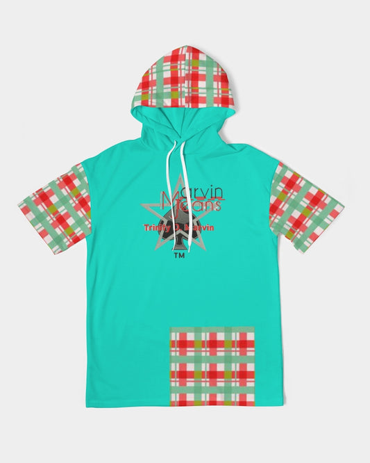 Color grid dark mint by Marvin Jeans and Trinity D Marvin Men's Premium Heavyweight Short Sleeve Hoodie