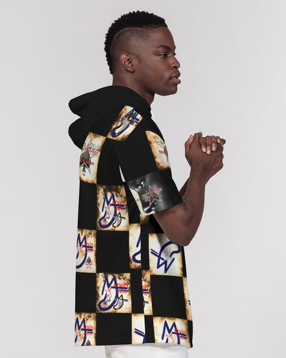 Bold gold logo's by Marvin Jeans and Trinity D Marvin Men's Premium Heavyweight Short Sleeve Hoodie