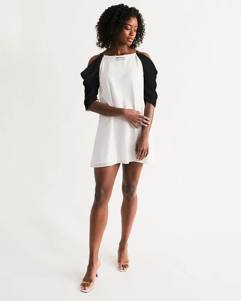 Black BY MARVIN JEANS Women's Open Shoulder A-Line Dress