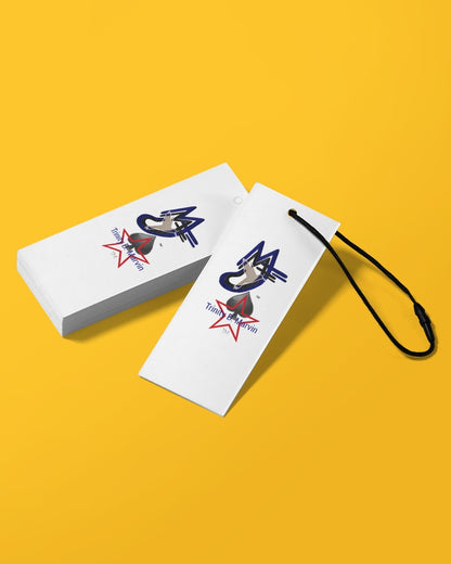 Two logo's by Marvin Jeans and Trinity D Marvin Bulk Custom Hangtags