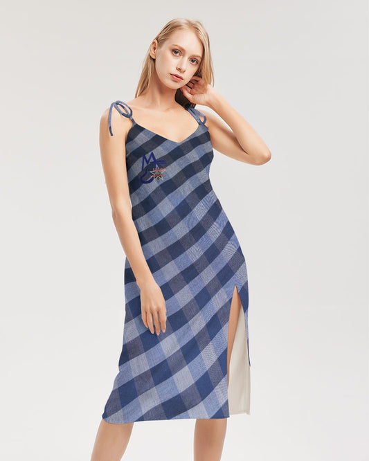 Blue stripes by Marvin Jeans and Trinity D Marvin Women's Tie Strap Split Dress