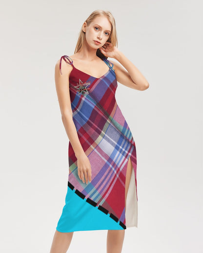 Glory plaids by Marvin Jeans and Trinity D Marvin Women's Tie Strap Split Dress
