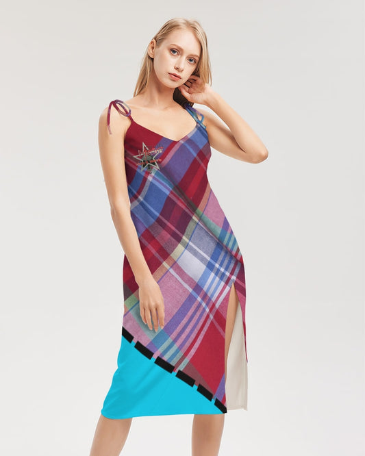 Glory plaids by Marvin Jeans and Trinity D Marvin Women's Tie Strap Split Dress