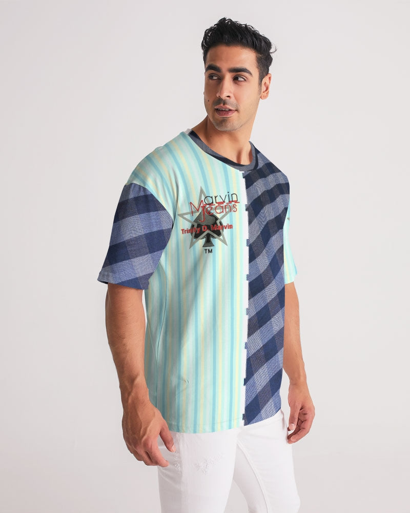 Blue stripes pin stripes by Marvin Jeans and Trinity D Marvin Men's Premium Heavyweight Tee