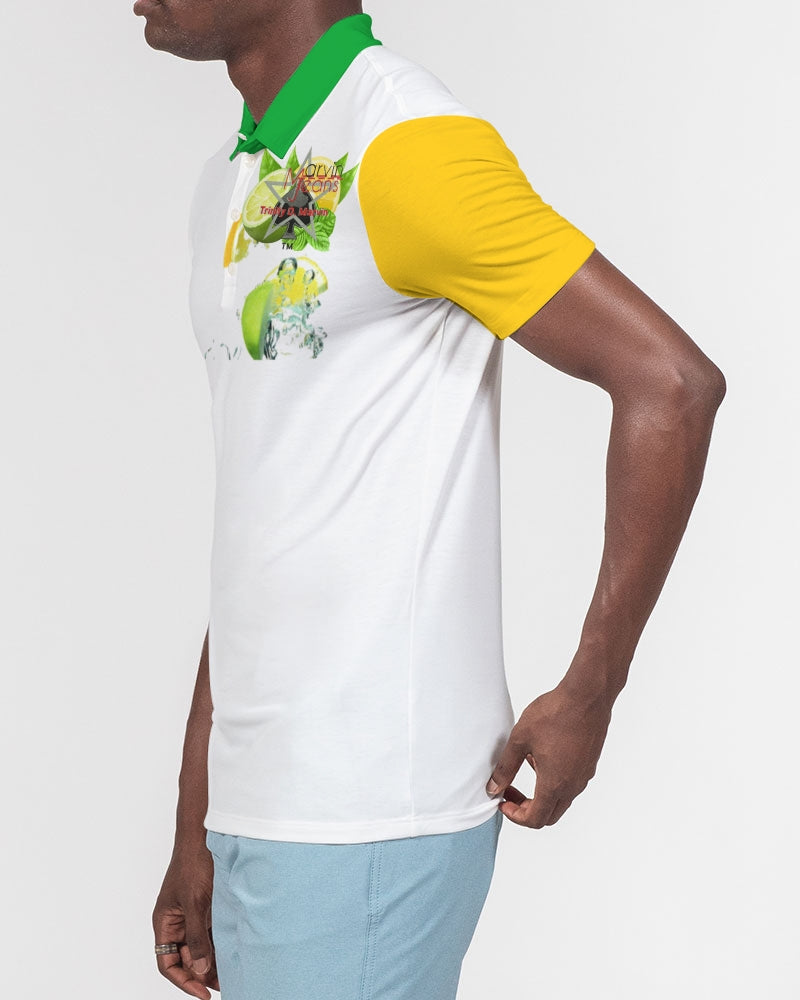 Lemon Lime splash Green Bay  by Marvin Jeans and Trinity D Marvin Men's Slim Fit Short Sleeve Polo