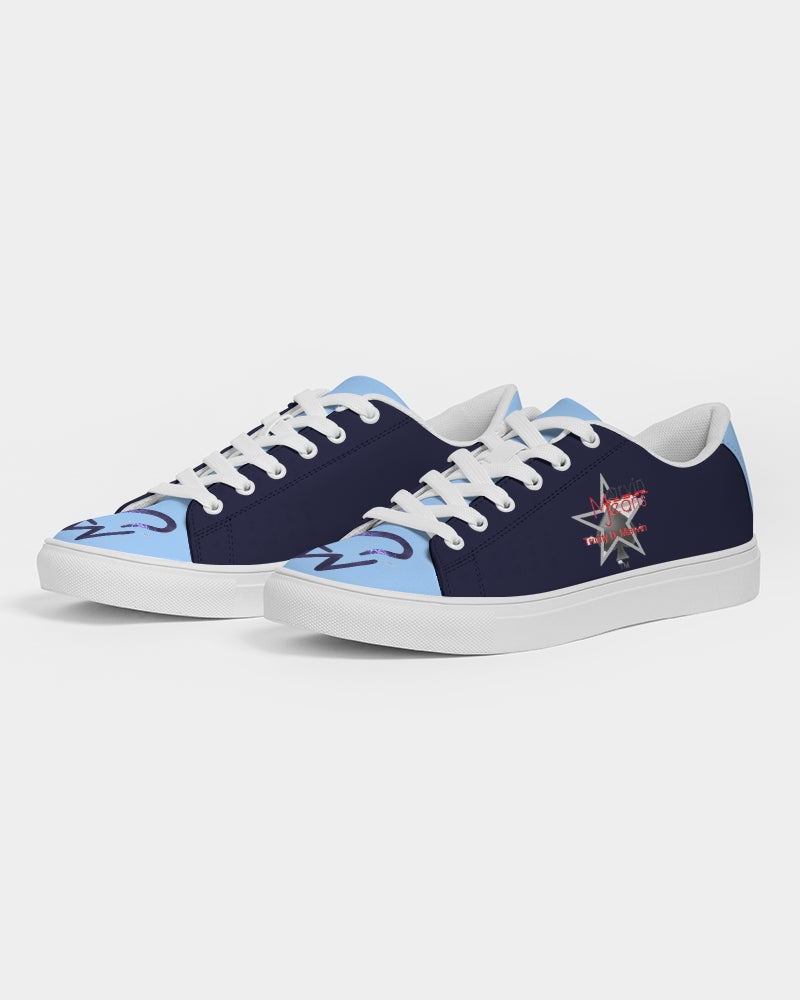 Navy blue baby blue Men's Faux-Leather Sneaker
