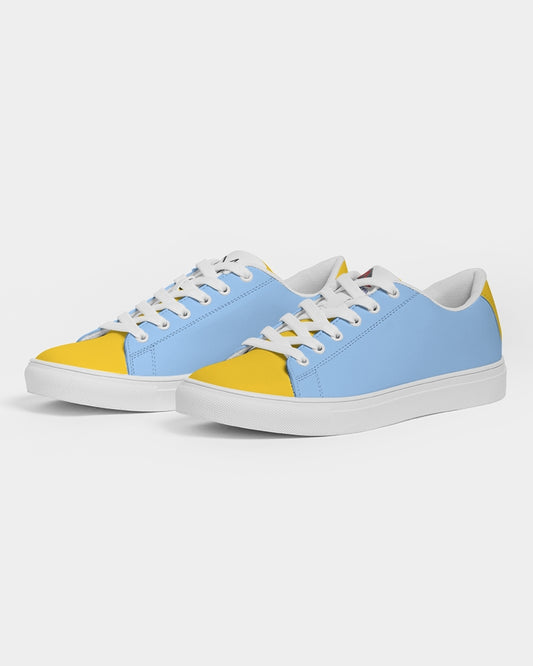 Yellow baby blue Men's Faux-Leather Sneaker