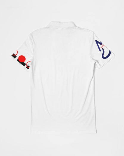 All White T.D.M by Marvin Jeans and Trinity D Marvin Men's Slim Fit Short Sleeve Polo