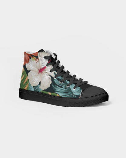 Garden splash by Trinity D. Marvin and Marvin Jeans  Men's Hightop Canvas Shoe - Black