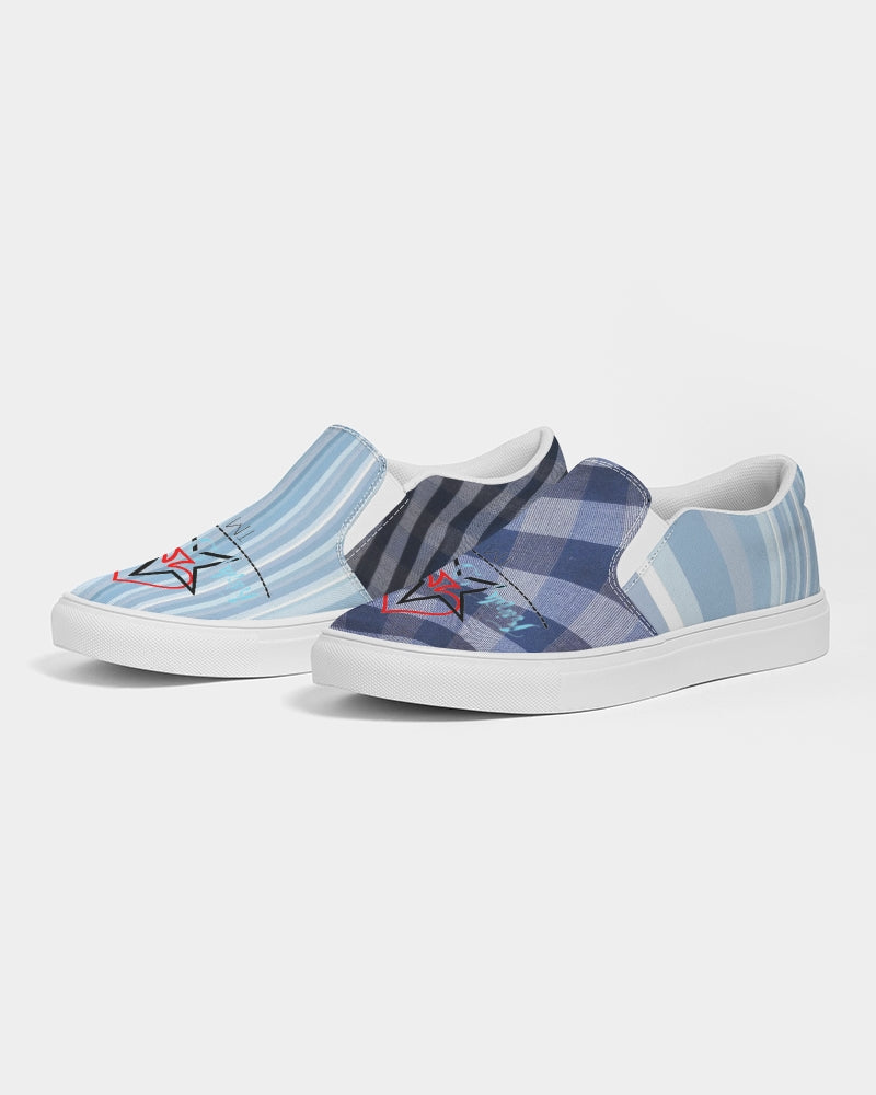 Blue stripes mix BY MARVIN JEANS Men's Slip-On Canvas Shoe
