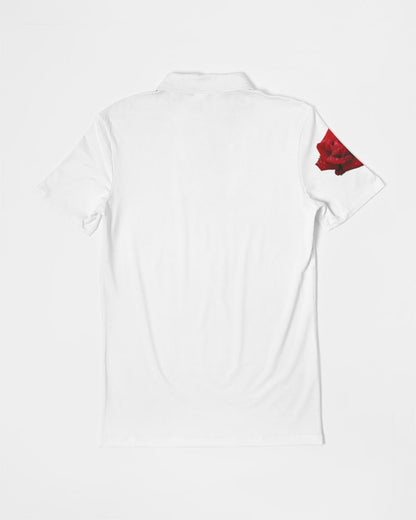 Red rose white by Marvin Jeans and Trinity D Marvin Men's Slim Fit Short Sleeve Polo